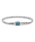 Фото #1 товара Swiss Blue Topaz & Borobudur Oval 5mm Chain Bracelet in Sterling Silver