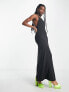 Фото #2 товара Weekday Deep low back halter neck maxi dress in light black