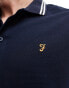 Farah button through waffle polo shirt in navy