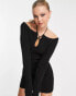 Pull&Bear long sleeved midi dress in black Черный, M - EU 38 - фото #1