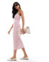 Vero Moda ribbed jersey midi dress in pink stripe