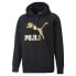 Puma Classics Metallic Logo Pullover Hoodie Mens Black Casual Outerwear 53703501