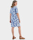 Фото #2 товара Women's Printed Boat-Neck Elbow Sleeve Dress, Created for Macy's