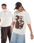 ASOS DESIGN unisex oversized license t-shirt with Tupac tonal graphic prints in beige