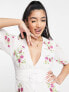 Фото #4 товара ASOS DESIGN mini tea dress with pop floral embriodery in white