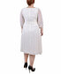 ფოტო #2 პროდუქტის Plus Size 3/4 Sleeve Clip Dot Dress