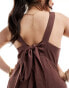 Фото #4 товара ASOS DESIGN Curve square neck tie back midi sundress in chocolate