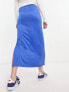 Bershka contrast panel track midi skirt in blue