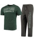 ფოტო #5 პროდუქტის Men's Heathered Charcoal, Green Hawaii Warriors Meter T-shirt and Pants Sleep Set