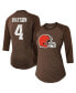 ფოტო #2 პროდუქტის Women's Threads Deshaun Watson Brown Cleveland Browns Name & Number Raglan 3/4 Sleeve T-shirt