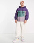 Фото #4 товара ASOS Actual oversized quarter zip hoodie in colour block with logo print in purple