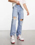 Фото #1 товара ASOS DESIGN straight leg jeans with rips in vintage light wash