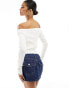 ASOS DESIGN sculpted knitted off shoulder top in cream M - фото #8