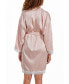 Women's Brillow Satin Striped Robe with Self Tie Sash and Trimmed in Lace