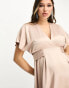 Фото #3 товара Flounce London Maternity kimono sleeve midi dress in blush