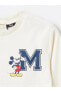 Bisiklet Yaka Uzun Kollu Mickey Mouse Baskılı Erkek Bebek Sweatshirt ve Eşofman Alt 2'li Takım Takım