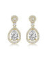 Sterling Silver with 14K Gold Plated Clear Round Cubic Zirconia Pear Drop Earrings