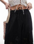 Фото #2 товара Topshop linen lace insert elasticated wide leg trouser in black