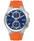 ფოტო #1 პროდუქტის Men's Chronograph Marc Anthony Maquina Orange Silicone Strap Watch 46mm