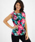 ფოტო #1 პროდუქტის Women's Printed Zip-Shoulder Blouse, Created for Macy's