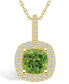 Peridot (2-3/8 Ct. T.W.) and Diamond (1/2 Ct. T.W.) Halo Pendant Necklace in 14K Yellow Gold