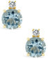 ფოტო #3 პროდუქტის Aquamarine (1-1/2 ct. t.w.) and Diamond Accent Stud Earrings in 14K Yellow Gold
