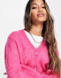 Фото #6 товара & Other Stories wool blend cable knit cardigan in pink