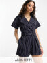 Фото #1 товара ASOS DESIGN Petite tailored short sleeve belted playsuit in pinstripe