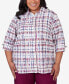 Фото #1 товара Plus Size Classic Plaid Cuffed Sleeve Button Down Top