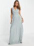 Фото #5 товара TFNC Bridesmaid pleat waistband maxi dress in sage green