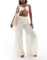 Pieces cotton beach bandeau top co-ord in cream