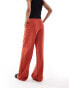 Фото #2 товара ASOS DESIGN Tall high waist seam detail trousers with linen in rust