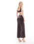 ASOS DESIGN Tall square neck bodycon maxi dress with back strap detail in chocolate