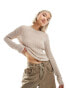 Weekday slim fit lightweight rib jumper in beige exclusive to ASOS Бежевый, XS - EU 34 - фото #1