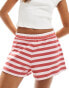 ASOS DESIGN striped boxer sweat short in red Розовый, M - EU 40-42 - фото #1