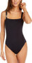 Фото #1 товара Michael Michael Kors 282324 Logo Solid Square Neck One-Piece Black, Size 12