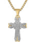 ფოტო #1 პროდუქტის Men's Diamond Cross 22" Pendant Necklace (1/3 ct. t.w.) in Gold-Tone Ion-Plated Stainless Steel