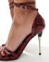 ASOS DESIGN Nitrogen metal heel heeled sandals in red snake Rote Schlange, 35 - фото #2