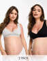 Lindex Exclusive Maternity 2 pack bras in grey and black Серо-черный, M - фото #1