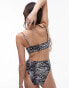 Фото #6 товара Topshop square neck cami bikini top in mono animal print