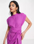 Фото #4 товара Closet London belted tie waist mini dress in purple