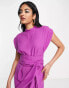 Closet London belted tie waist mini dress in purple