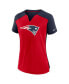 ფოტო #3 პროდუქტის Women's Red, Navy New England Patriots Impact Exceed Performance Notch Neck T-shirt
