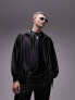 Фото #2 товара Topman oversized fit high shine zip through funnel fleece in black