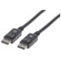 Manhattan DisplayPort 1.2 Cable - 4K@60hz - 2m - Male to Male - Equivalent to DISPL2M - With Latches - Fully Shielded - Black - Lifetime Warranty - Polybag - 2 m - DisplayPort - DisplayPort - Male - Male - 4096 x 2160 pixels