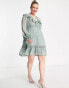 ASOS DESIGN Curve lace insert mini dress with ruffle detail and button through