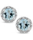 Gemstone (6mm) and Diamond Accent Stud Earrings in Sterling Silver