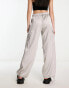 Фото #2 товара Bershka satin cargo trousers in pale grey