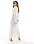 ASOS DESIGN button front flared long sleeve maxi dress in cream Бежевый, 42 - фото #4