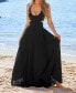 ფოტო #2 პროდუქტის Women's Black Plunging Halterneck Cutout Maxi Beach Dress